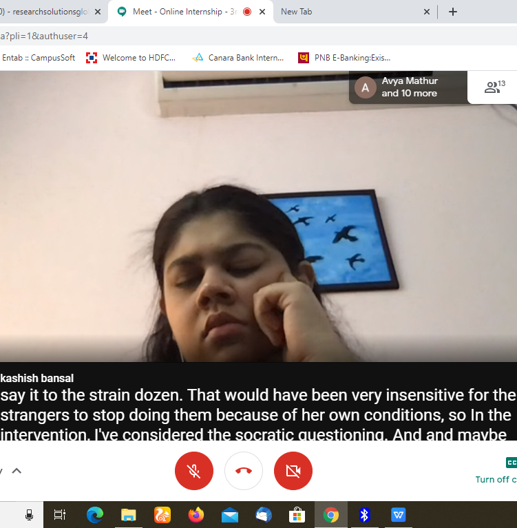 1st Online summer Internship in Clinical Psychology organized by Research Solutions Global