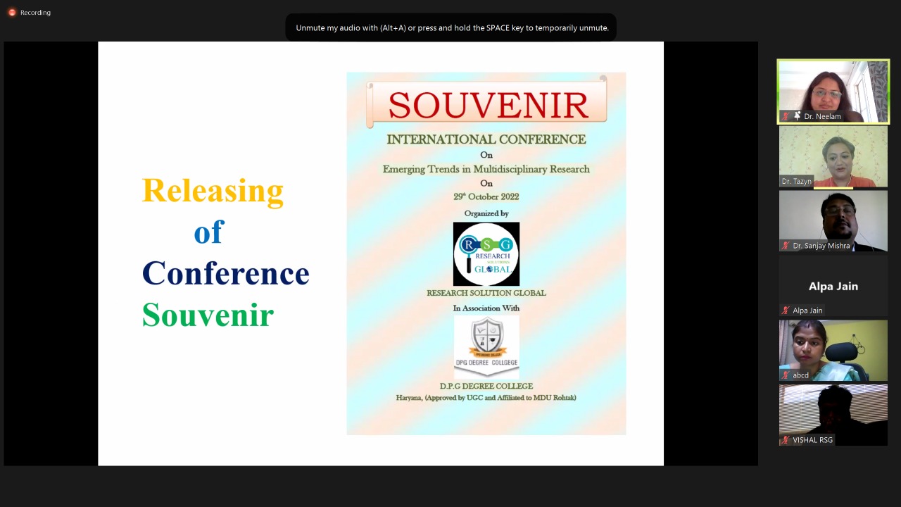 International Conference on Emerging Trends in Multidisciplinary Research” organized on 29th of Oct 2022